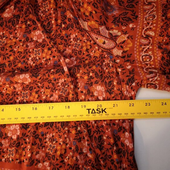American Eagle Ladies Size XL Bo Ho Loose Fit Orange w/ Multi Colors Blouse - Picture 8 of 9